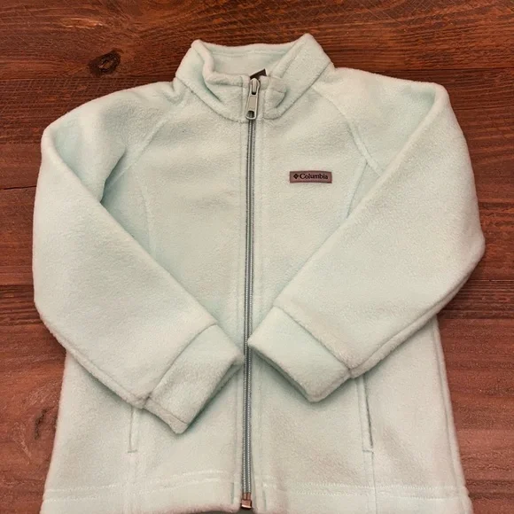 Columbia Green Fleece Jacket with Full Zip and Stand-Up Collar - Picture 1 of 3